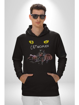 Batman Car Woman Karakter Kadın Erkek  Siyah Kapüşonlu Sweatshirt Hoodie