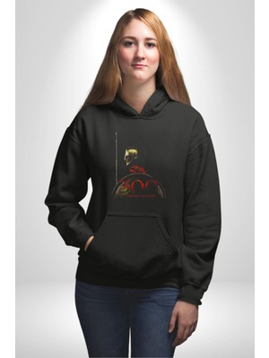 300 Sparta Savaşcı Film Kadın Erkek  Siyah Kapüşonlu Sweatshirt Hoodie