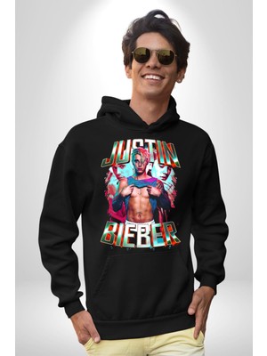 Justın Bıeber Kadın Erkek  Siyah Kapüşonlu Sweatshirt Hoodie