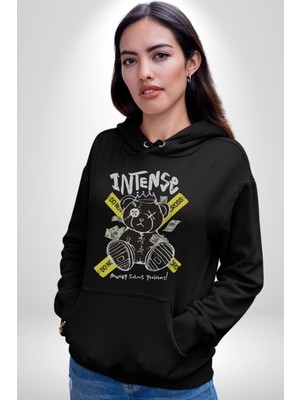 Geçilmez Bölge Kadın Erkek  Siyah Kapüşonlu Sweatshirt Hoodie