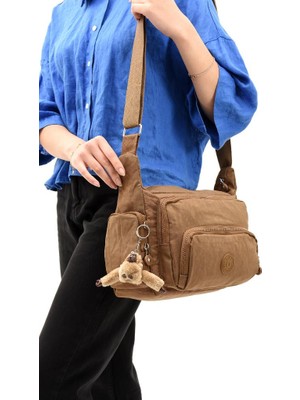 Klinkır Kumaş Kadın Postacı Omuz Çantası Çapraz Askılı Çok Cepli Su Itici Kumaş 30*20 cm