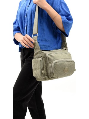 Klinkır Kumaş Kadın Postacı Omuz Çantası Çapraz Askılı Çok Cepli Su Itici Kumaş 30*20 cm