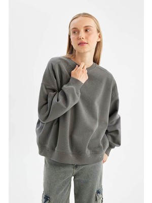 Defacto Kadın Sweatshirt Gri A4177AX/GR449