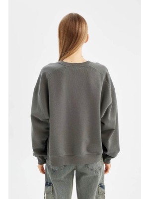 Defacto Kadın Sweatshirt Gri A4177AX/GR449