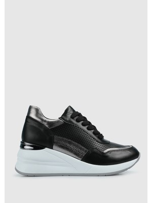 ProvoQ Siyah Deri Kadın Sneaker