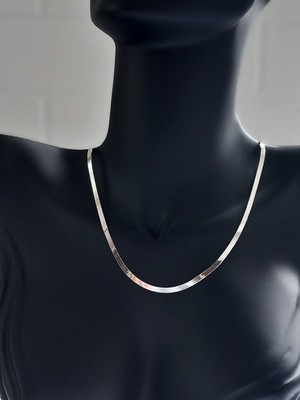 Keskin Gümüş 925 Ayar Gümüş Ezme Yılan Zincir Tasarım Kadın Kolye Doğum Günü Hediye 50 cm