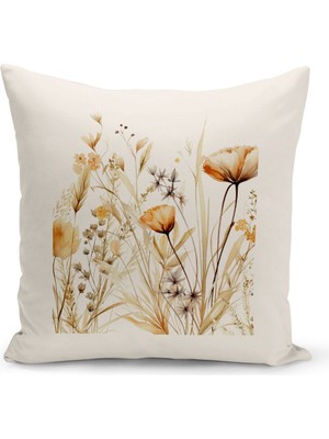 Woodhub Flower/Vintage Serisi Çift Tarafı Dijital Baskılı  8'Li Kırlent Kılıfı Seti  (Cushion Cover Set)