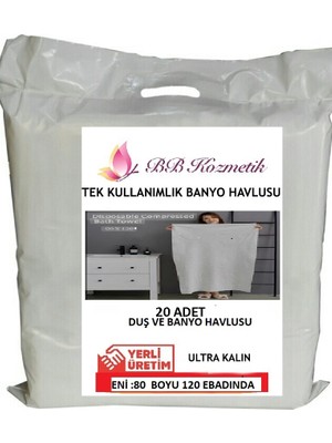 BB Kozmetik Tek Kullanımlık Banyo Havlusu Kullan At Ev Otel Seyahat Tatil Spor Havuz Kişiye Özel 20 Adet 80X120