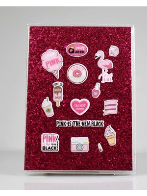 Melnio Pınk Kırmızı Simli Defter