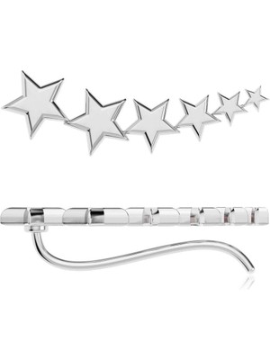 İndigo Takı Sade Yıldız Geçidi Beyaz Gümüş Küpe