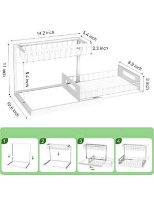 Yaxin Lavabo Altı Düzenleyici ve Depolama 2 Paket Çekmeceli Dolap Düzenleyici Sürgülü Lavabo Rafı Dolap Depolama Rafları Mutfak Banyo Dolabı Için Lavabo Altı Depolama (Yurt Dışından)