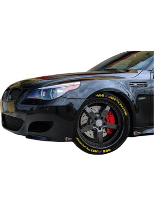 M Power Araç Lastik Yazısı 8 Adet Lastik Stikeri 31MM Tüm Lastik Yanaklarına Uyumlu Sarı