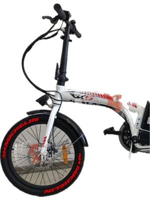 Elektrikli Bisiklet Michelin + Bayrak Lastik Yazısı 8Adet Lastik Sticker Rks E-Bike Lastik Stikeri Kırmızı