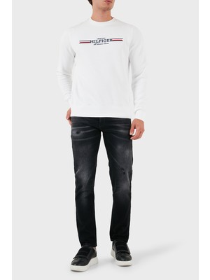 Tommy Hilfiger Logolu Pamuklu Regular Fit Bisiklet Yaka Sweat Erkek Sweat MW0MW35530 Ybr