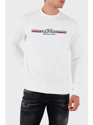 Tommy Hilfiger Logolu Pamuklu Regular Fit Bisiklet Yaka Sweat Erkek Sweat MW0MW35530 Ybr