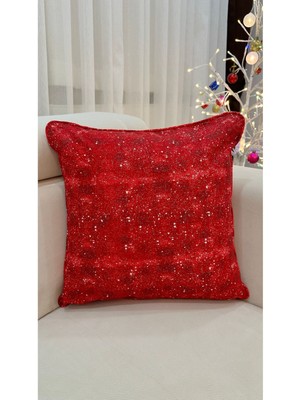 Woodhub Glitter(Simli) Baskılı Biyeli Kırlent Kılıfı