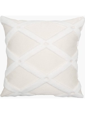 Woodhub Özel Tasarım Jakar Desenli Dekoratif Yastık Kırlent Kılıfı Bella Ekru