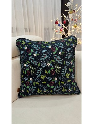 Woodhub Glitter(Simli) Baskılı Biyeli Kırlent Kılıfı