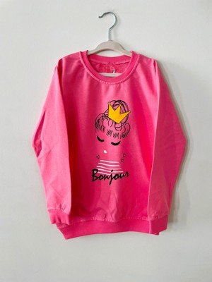 Baskılı Pembe Çocuk Sweatshirt