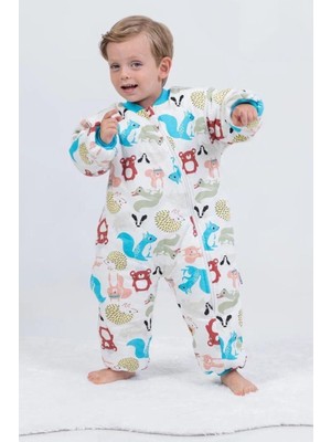 Miniğimin Cicileri Sincap ve Kirpi Erkek Çocuk Elyaf Dolgulu  2.5 Tog Desenli uyku tulumu - Mavi