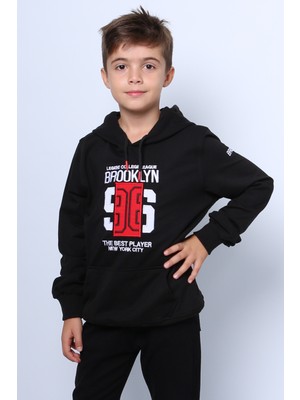 Erkek Çocuk Kapşonlu Sweat Baskılı Cepli C30