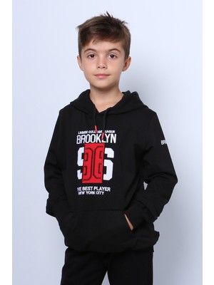 Erkek Çocuk Kapşonlu Sweat Baskılı Cepli C30