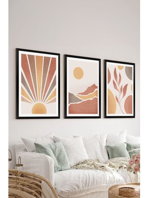 Artavessa 3 Parça Siyah Çerçeve Görünümlü Mdf Tablo Seti - Set 2