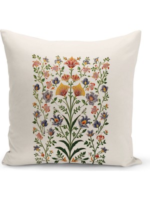 Woodhub Flower/Vintage Serisi Çift Tarafı Dijital Baskılı  8'Li Kırlent Kılıfı Seti  (Cushion Cover Set)