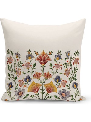 Woodhub Flower/Vintage Serisi Çift Tarafı Dijital Baskılı  8'Li Kırlent Kılıfı Seti  (Cushion Cover Set)