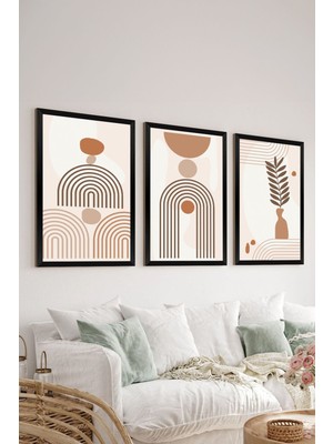 Artavessa 3 Parça Siyah Çerçeve Görünümlü Mdf Tablo Seti - Set 26