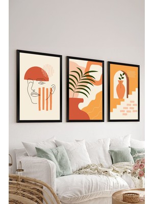 Artavessa 3 Parça Siyah Çerçeve Görünümlü Mdf Tablo Seti - Set 24