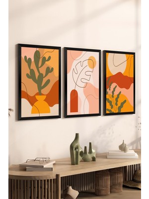 Artavessa 3 Parça Siyah Çerçeve Görünümlü Mdf Tablo Seti - Set 1