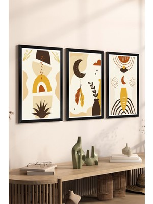 Artavessa 3 Parça Siyah Çerçeve Görünümlü Mdf Tablo Seti - Set 17