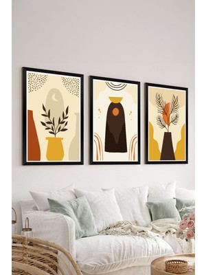 Artavessa 3 Parça Siyah Çerçeve Görünümlü Mdf Tablo Seti - Set 16