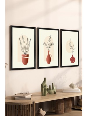 Artavessa 3 Parça Siyah Çerçeve Görünümlü Mdf Tablo Seti - Set 9