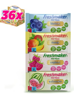 Freshmaker Fruits Islak Cep Mendili 15 Adet x 36'lı Koli
