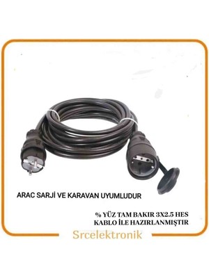 Hes Kablo 12 Ile 40 Metre Arası 3x2.5 % Yüz Tam Bakır (Arac Sarji ve Karavan Uyumlu) Tseli HO5VV Tam Bakır