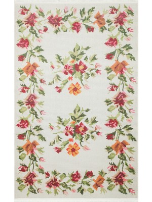 Eko Halı Elista ELS100 Cream Multy Loop Dokuma Yıkanabilir Otantik Kilim