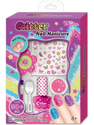 Tokidas Parıltılı Tırnak Manikür Makyaj Güzellik Seti Pembe N01BA