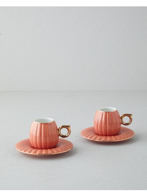 English Home Polka 4 Parça Kahve Fincan Takımı Terracotta New Bone Malzeme ile Şık Tasarım