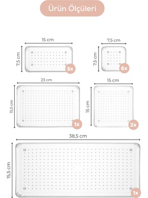 Vienev 15LI Çekmece Içi Düzenleyici - Kozmetik Takı Aksesuar Çok Amaçlı Düzenleyici Organizer