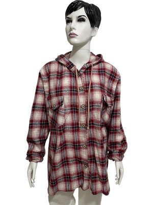 Büyük Beden Oversize Kapşonlu Oduncu Gömlek Renkli