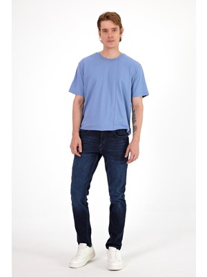 Erkek Edward Blue Black Slim Straight Jean Pantolon