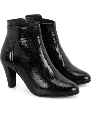 Aliza Siyah Kadın Aerocomfort Fermuarlı Topuklu Deri Bot