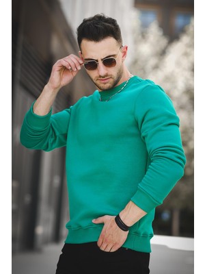 Gomez Fitted Üç Iplik Şardonlu Içi Pamuklu Bisiklet Yaka Sweatshirt