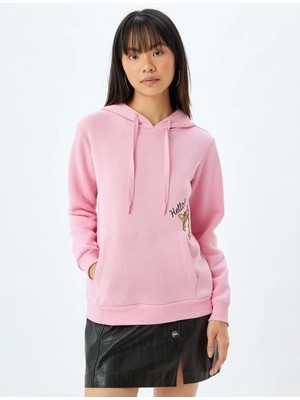 Kapüşonlu Oversize Sweatshirt - Koton - 5WAL10207IK - Pembe - S