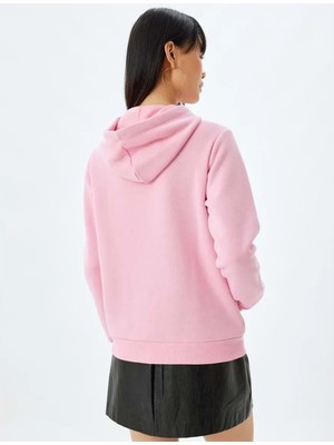 Kapüşonlu Oversize Sweatshirt - Koton - 5WAL10207IK - Pembe - S