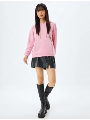 Kapüşonlu Oversize Sweatshirt - Koton - 5WAL10207IK - Pembe - S