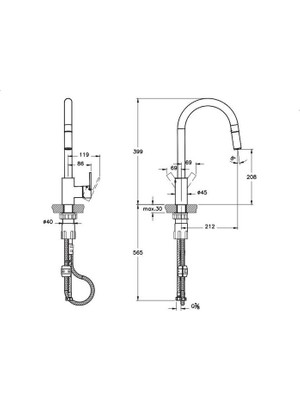 Artema Maestro Standart  Pull Down Eviye Bataryası Krom A42162