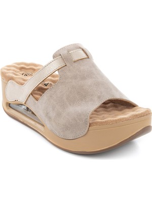 Muya Libra 31214 Anatomik Air Max Taban Kadın Terlik Full Krem